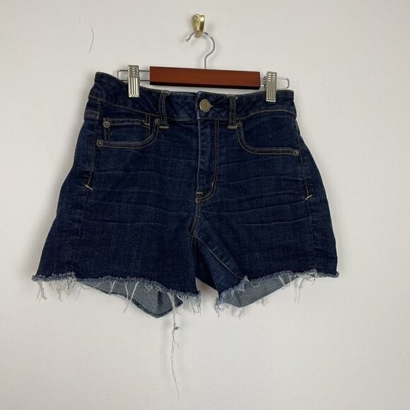 American Eagle Super Stretch Denim Shorts Size 4 Cutoffs - Picture 1 of 4